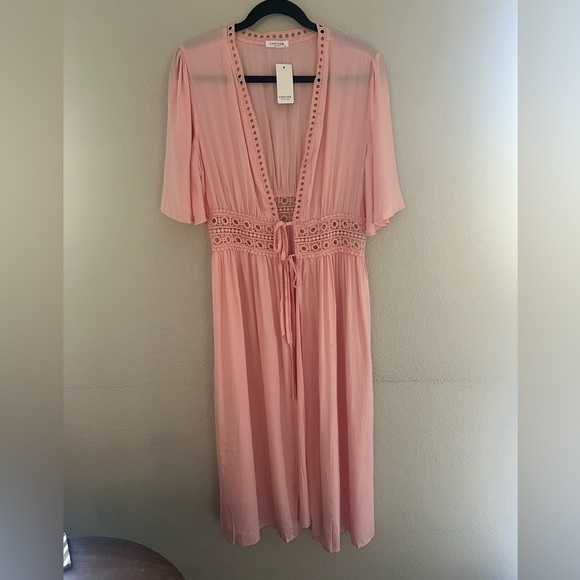 NWT Duster, Beach Coverup, Cardigan.  Pretty Peach, Medium, vacation vibes - Picture 1 of 5